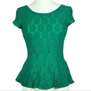 Green Lace Peplum Top